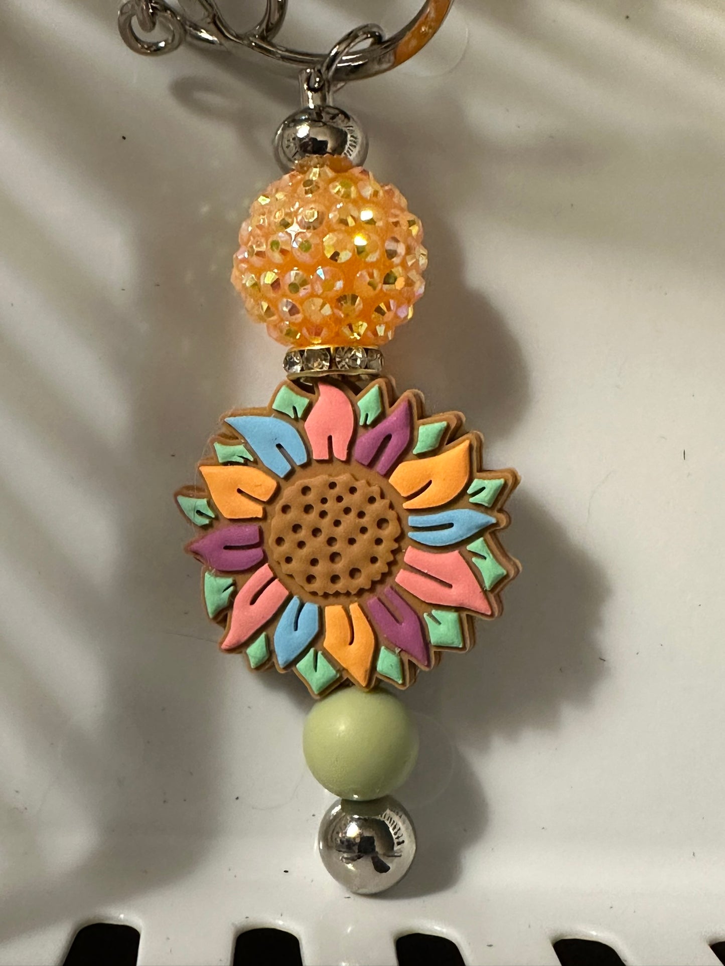 Multi Colored Sunflower Bling Key Chain