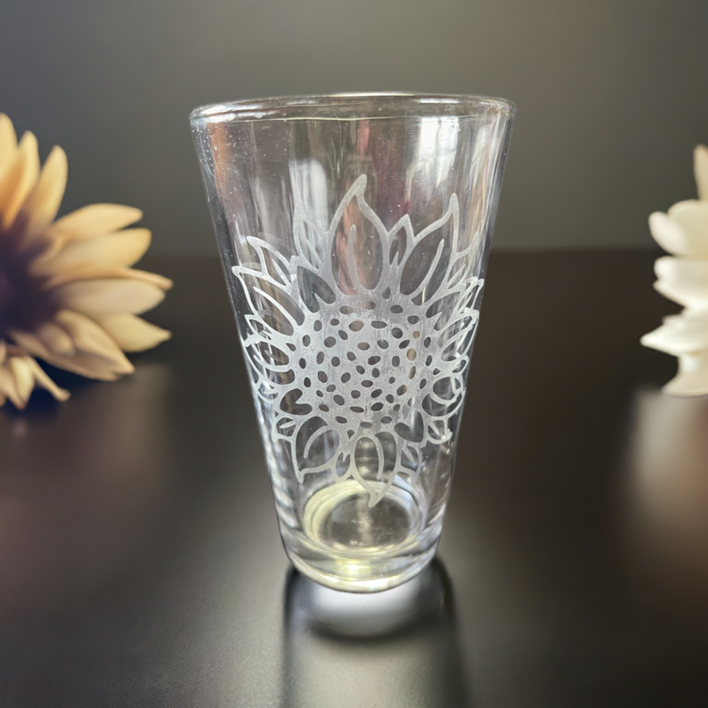 Sunflower Etched Glass