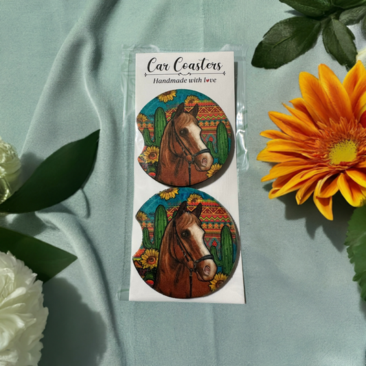Horse with Sunflowers Car Coaster
