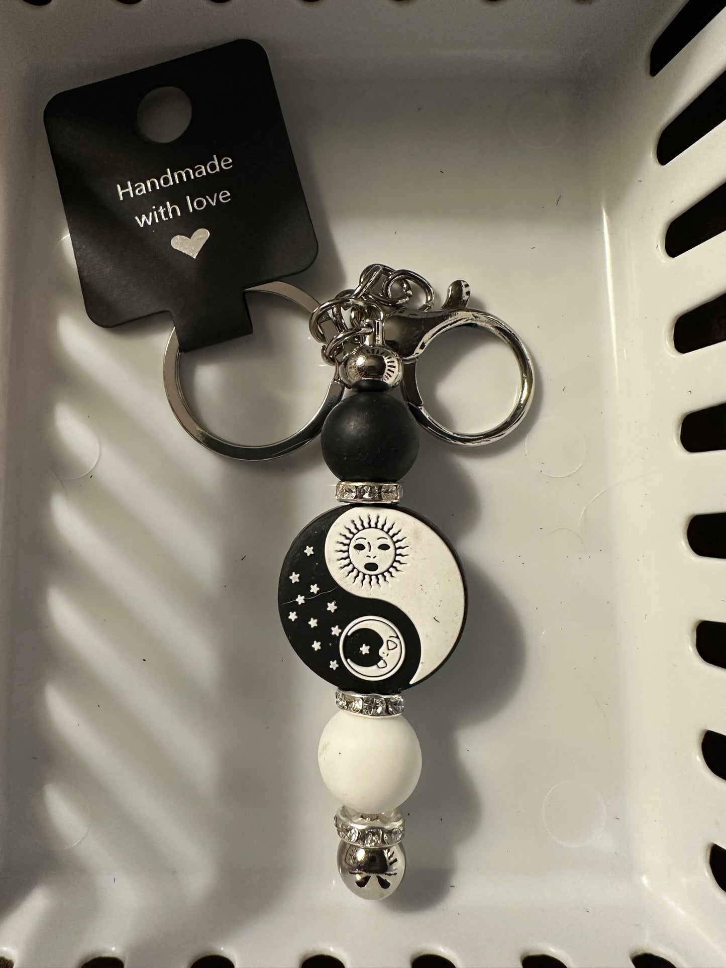 Black and White Sun and Moon Key Chain