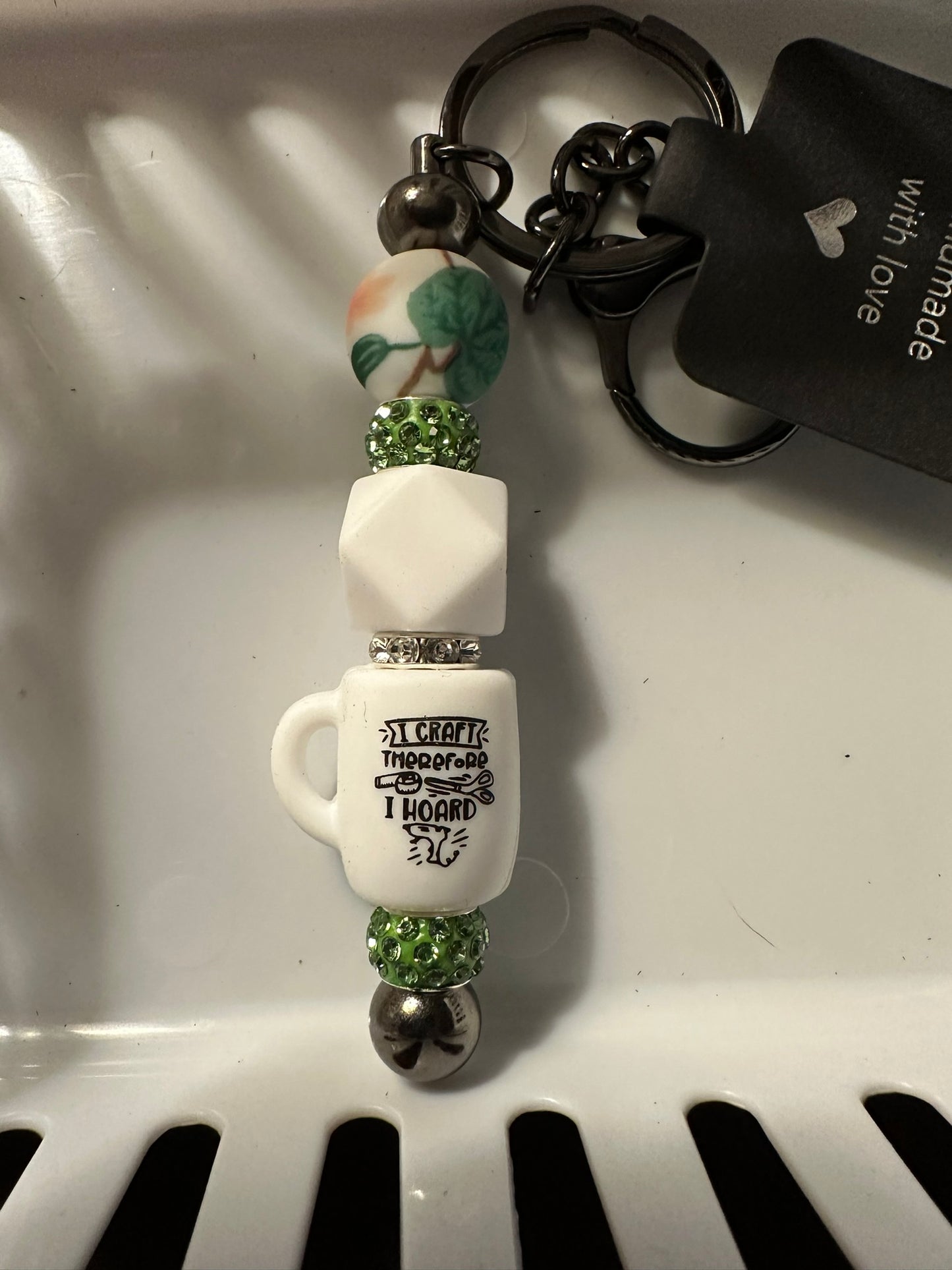 i craft therefore i hoard coffee cup key chain