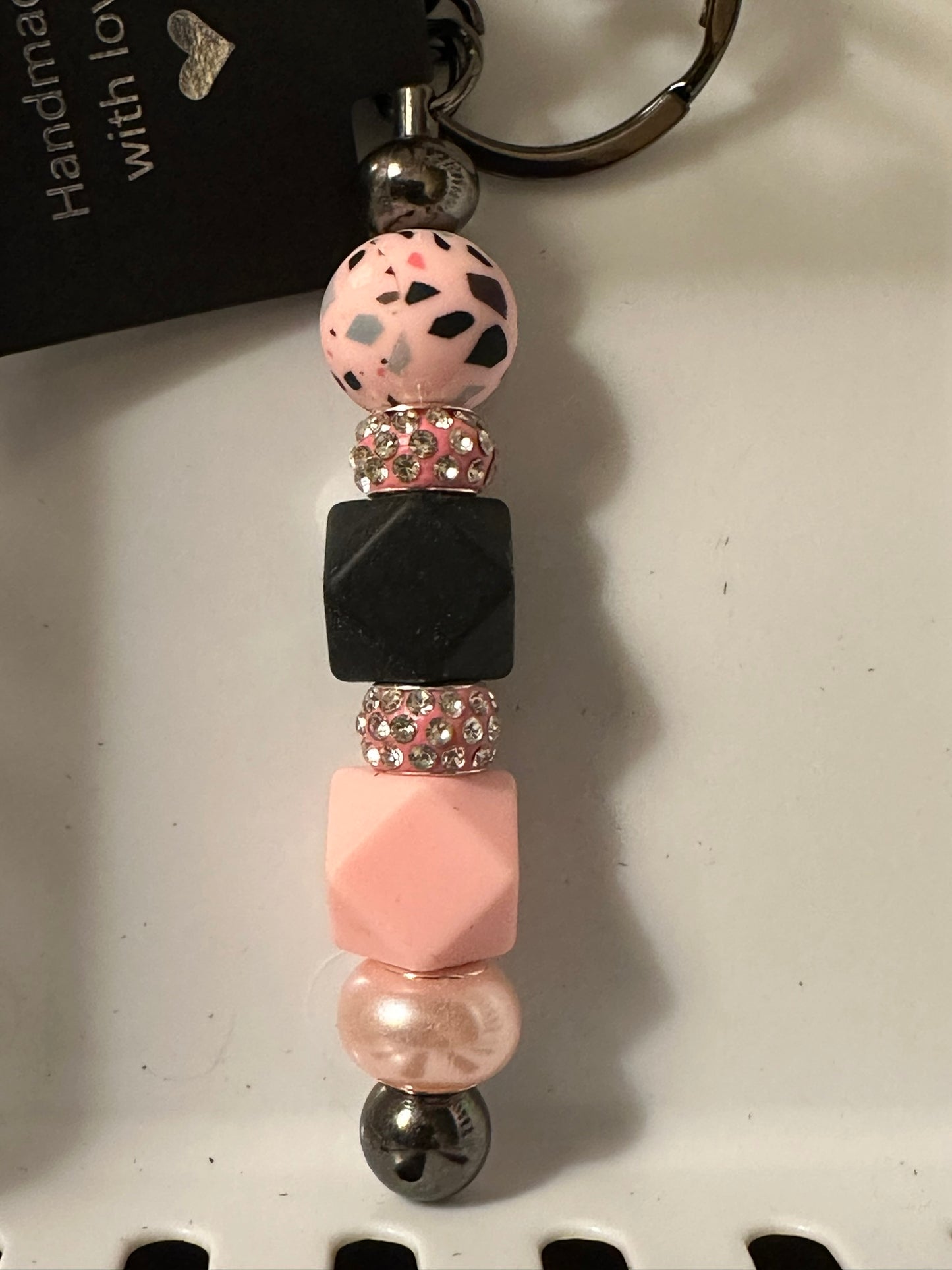Pink and Black Bling Key Chain