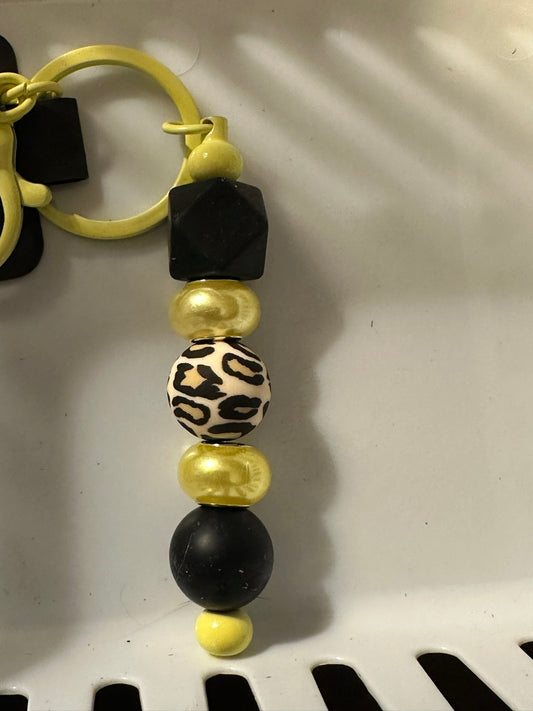 Yellow, Black and Leopard Print Key Chain