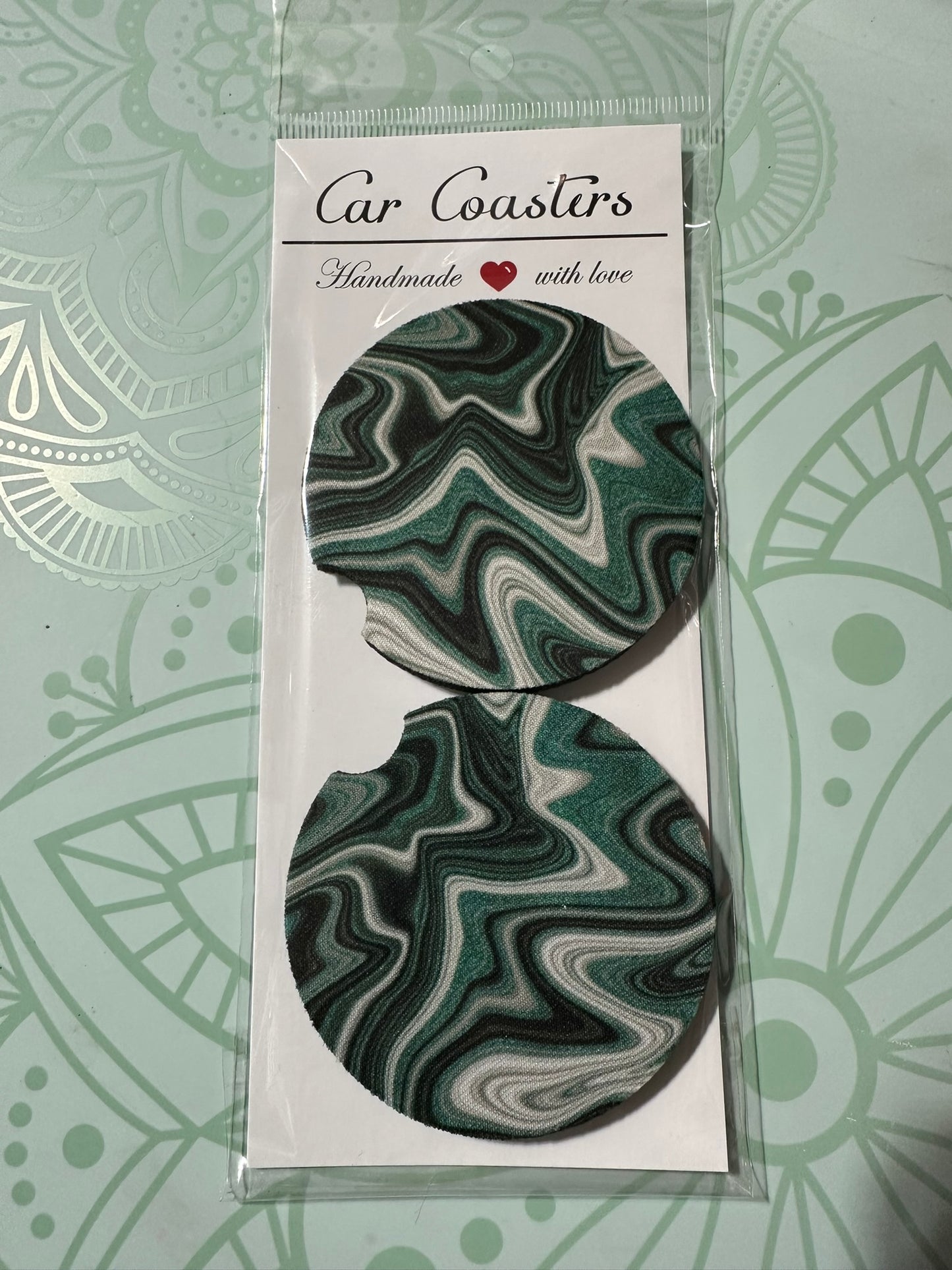 Green Marble Car Coaster