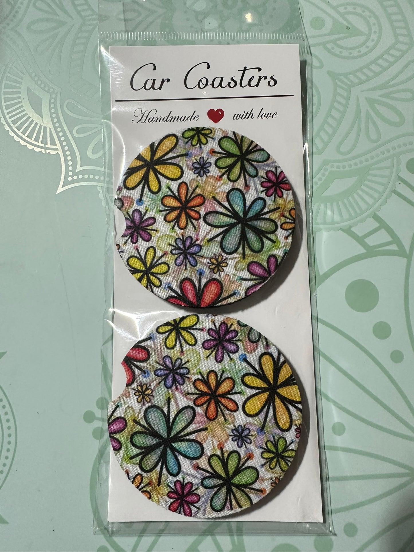 Multi Color Flower Car Coaster