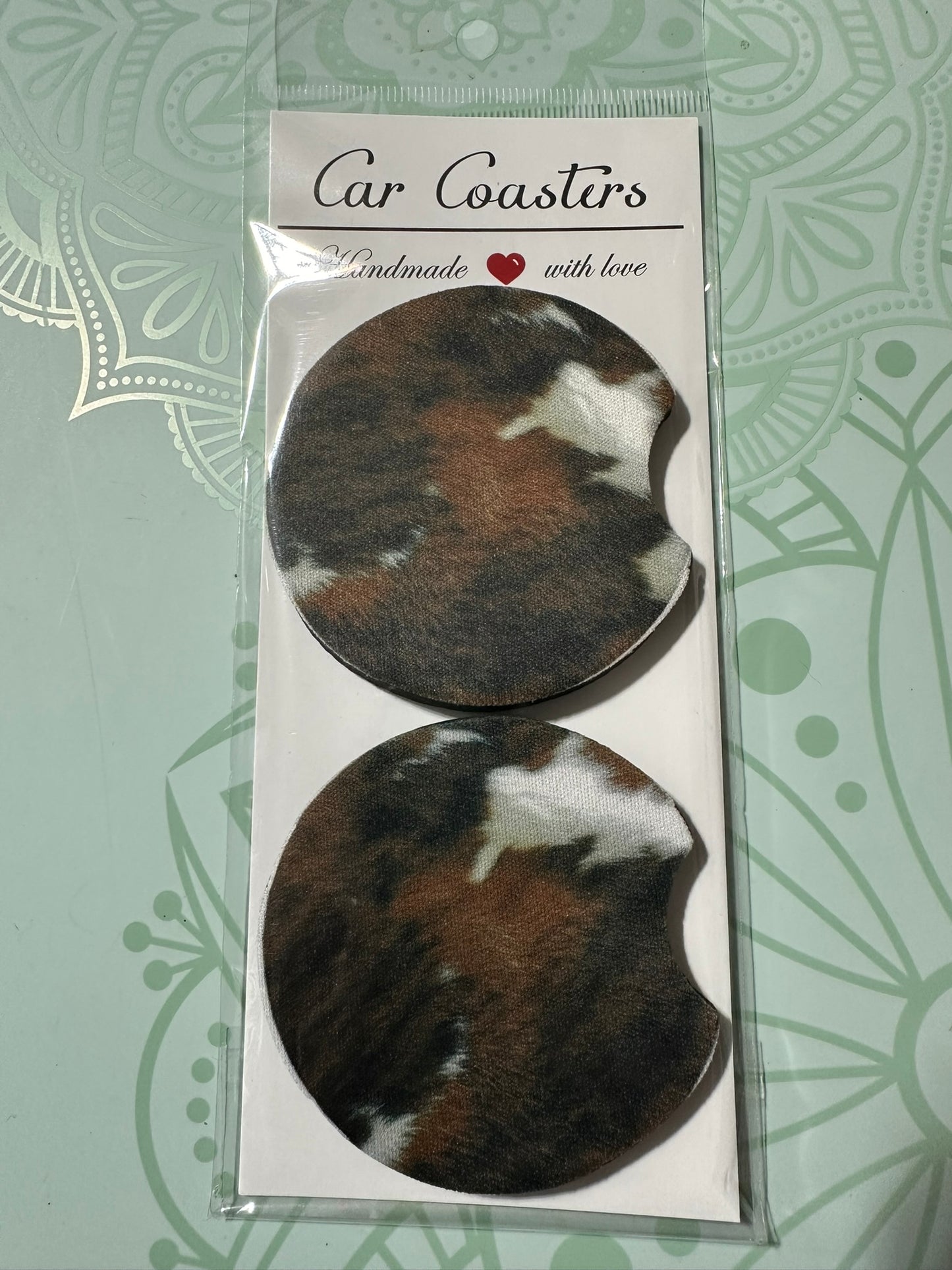 Cow Hide Car Coaster