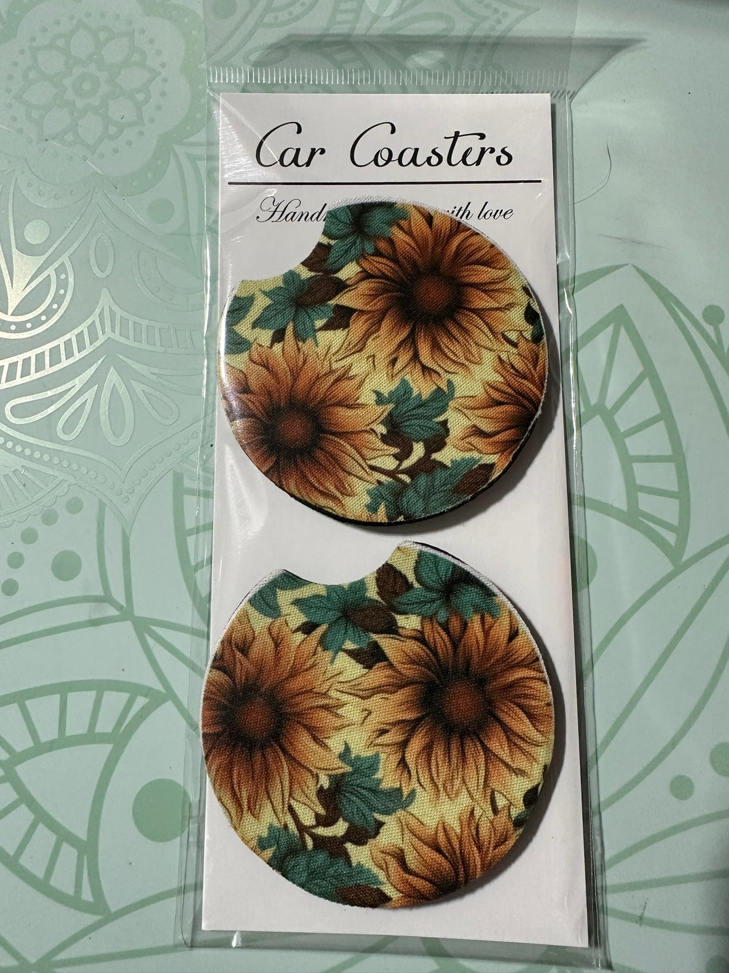 Rustic Sunflower Car Coaster