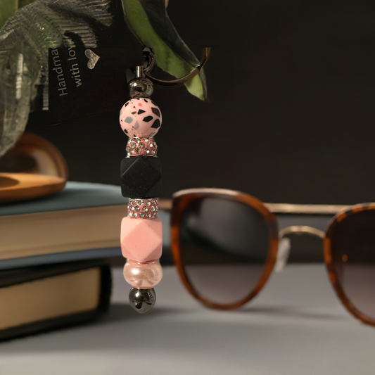 Pink and Black Bling Key Chain