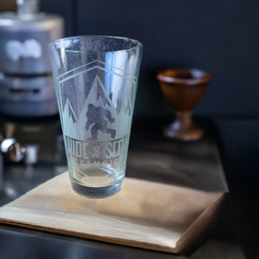 Bigfoot Hide and Seek Champion Etched Glass