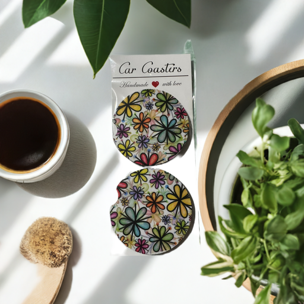 Multi Color Flower Car Coaster