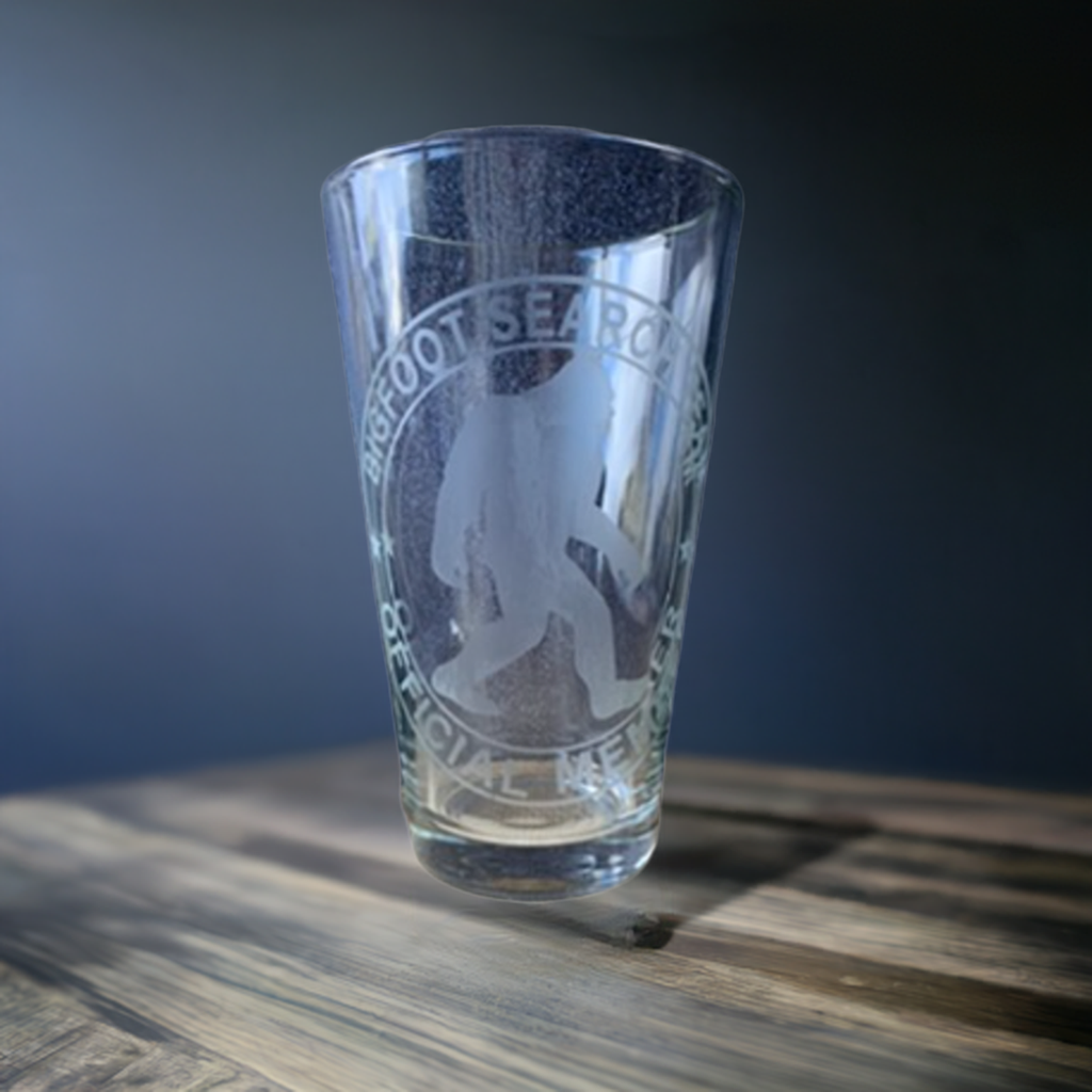 Bigfoot Search and Rescue Club Etched Glass