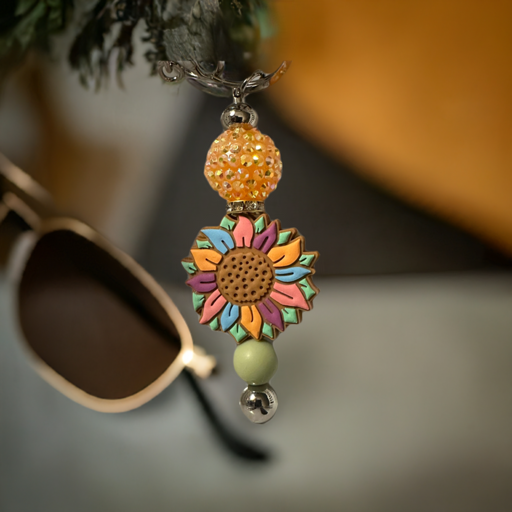 Multi Colored Sunflower Bling Key Chain