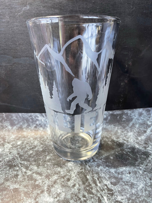 Bigfoot believe etched glass